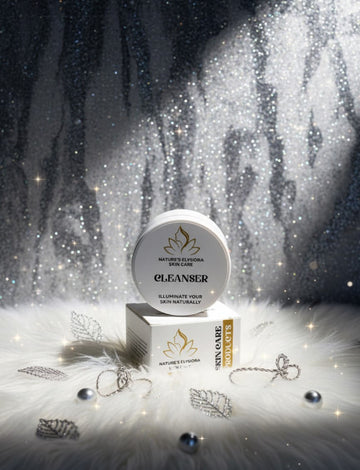 Skincare product with packaging on a decorative background