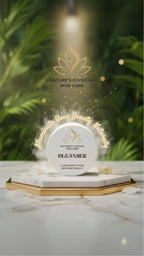 Nature's Elysiora skin care product with a glowing effect on a green leafy background