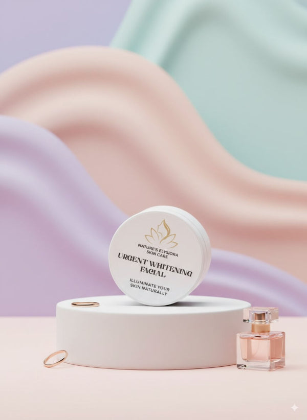 Facial product with a small bottle on a pastel background